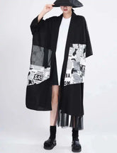 Women's Luxury Oversized Newspaper Long Cardigan | HEYFANCYSTYLE